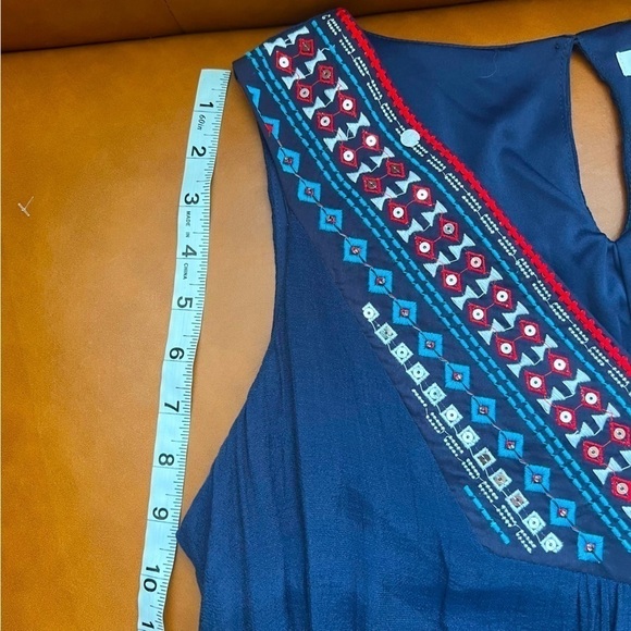 WESTPORT Women's Navy Blue Sleeveless Maxi Shift Dress Embellishes Sequins Sz L - Picture 7 of 12